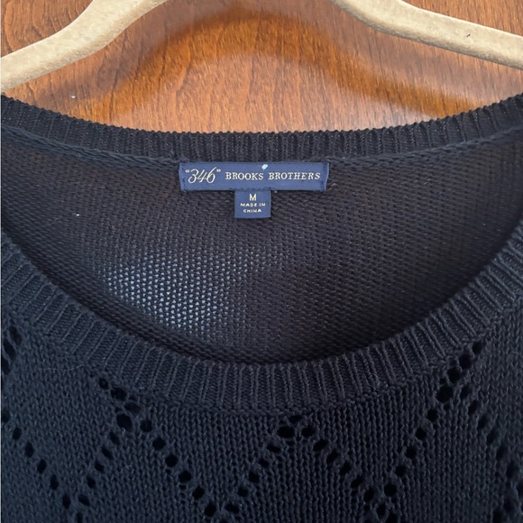 Brooks Brothers black linen cut out sweater - Picture 2 of 7